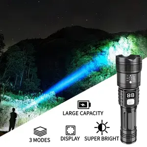 P900 LED Tactical Flashlight Ip44, Rechargeable Emergency Light, Modern Design, High-Quality Construction, Focusing Beam, Camping Gear, Handheld LED Flashlight