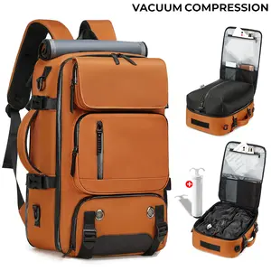 New Men's Business Vacuum Compression Backpack, 16-in Laptop-Fit Multifunctional Bag with Air Pump, Lightweight Convertible Single-Shoulder/Handheld/Crossbody Bag for Camping,Mountain Use