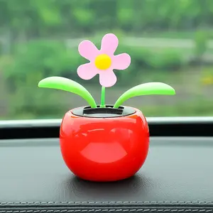 Flower Car Decoration - Red Pot with Pink Flower for Car Interior Decor