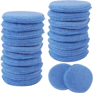 [80-Pack UltraSoft Car Wax Pads] 80-Pack UltraSoft 5-Inch Microfiber Car Wax Applicator Pads | Round Foam Buffing and Cleaning Sponges for Tire Shine and Car Wash