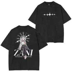 Zani Wuthering Waves Double Sided T-Shirt, Anime Game Graphic Tee, The Blazing Nightwalker Shirt, Unisex Casual Top for Fans