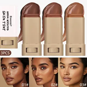 1pc Two-In-One Brightening Concealer Foundation Stick, Moisturizing Easy-To-Apply Face Contour Highlighter Pen, Stacking Clear Base Makeup