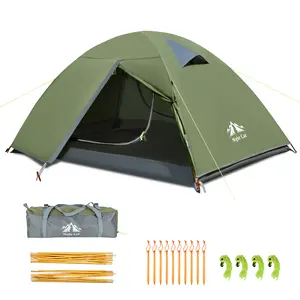 Night Cat 2-Person Backpacking Tent with Aluminium Pole, Double Layers, Waterproof, Wind Resistant, Easy Setup, 86.61" x 55.12" x 47.24", Ideal for Camping, Hiking, Mountaineering