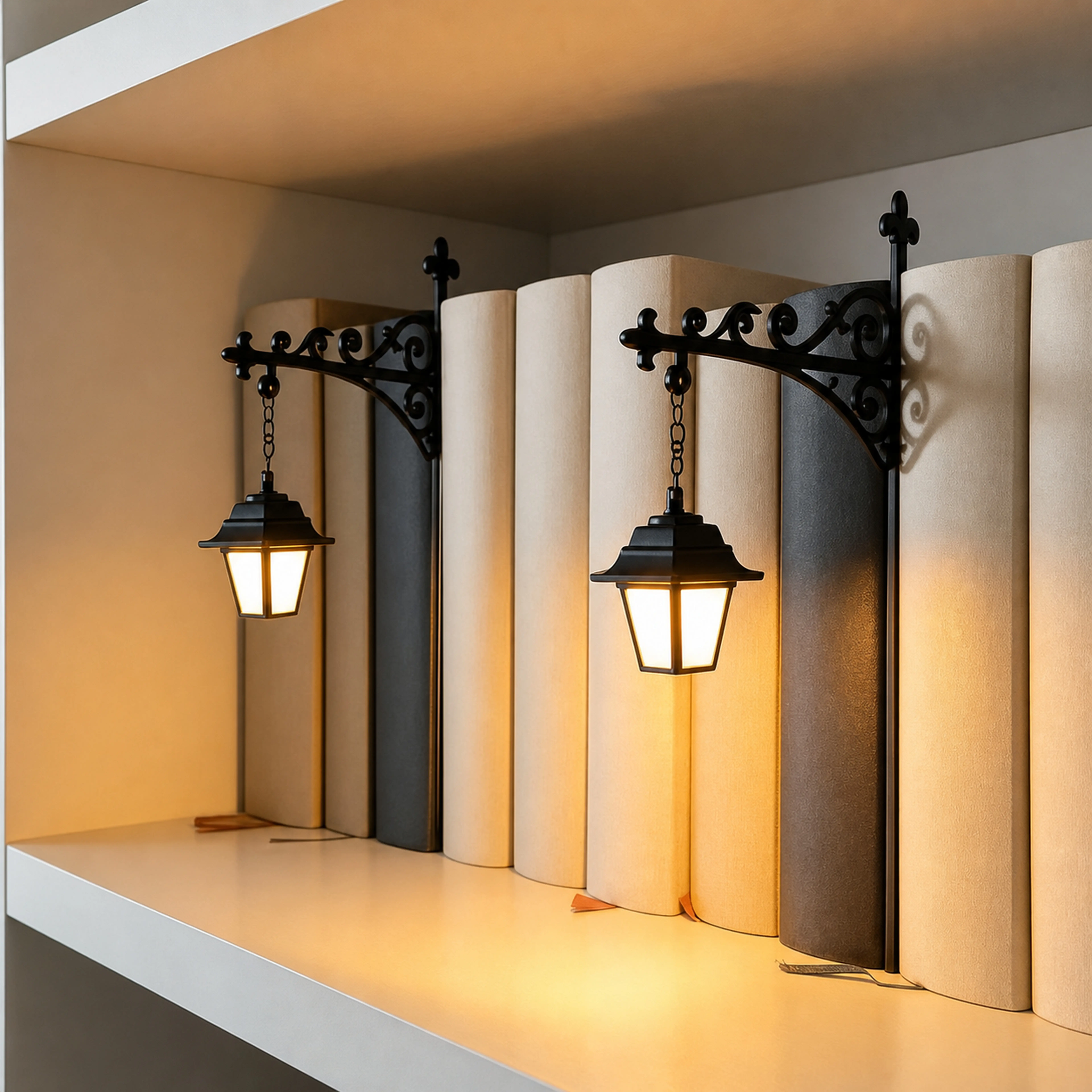 Vintage Bookshelf Hanging Light, Warm LED Bookend Lamp, Tool-Free Reading Nook Decor for Book Lovers