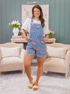 Floral Print Denim Romper | S-XL