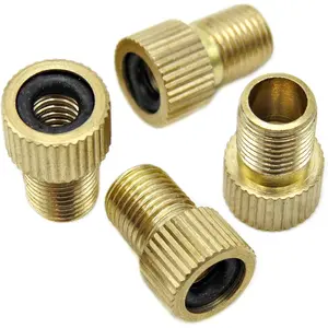Brass Presta Valve Adapter - Convert Presta to Schrader - Inflate Tire Using Standard Pump or Air Compressor (4 Pack)