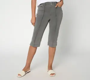 Denim & Co. Regular Black So Soft Denim Button Front Skimmers
