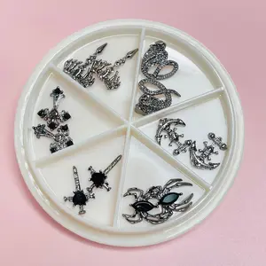 12 pcs Unique Vintage Gothic Halloween Charms includes Cross Snake Spider