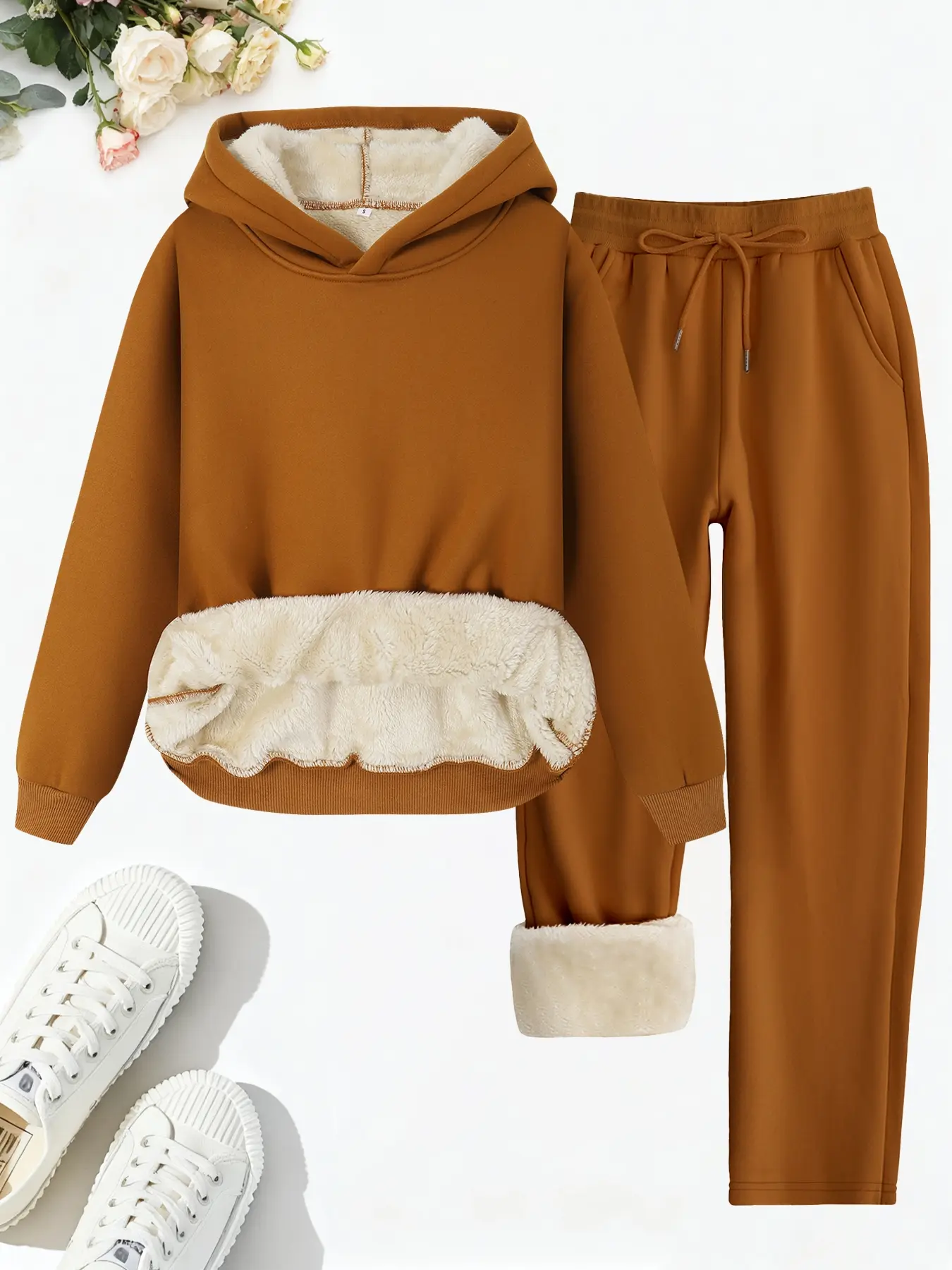 Men's Classic Stylish Plain Fleece Lined Long Sleeve Fitted Hoodie Sweatshirt & Pants Set, Thick Warm Casual for Fall Winter, Comfortable Daily Wear Clothing Fabric