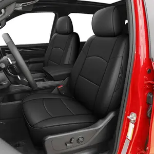 Custom Faux Leather Full Seat Covers for Ram 2500 (2019-2025) - Black Heavy-Duty Airbag-Safe Full Covers with Zippered Access, Quick Installation, Side Storage Pockets, Scratch-Proof Spill Guard