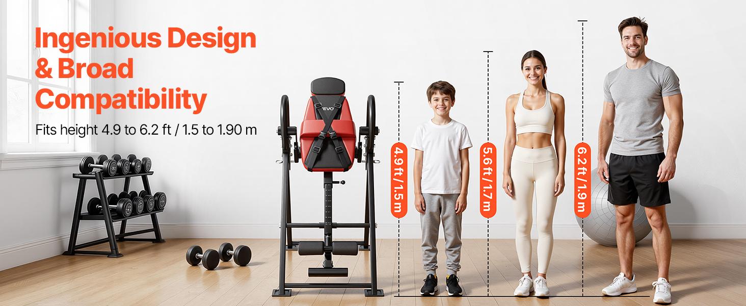 VEVOR Inversion Table, 300 lbs Capacity Heavy Duty Inverted Table, Back Inverter Stretcher with Dual-Roller Locking, Decompression Tables for Shoulders, Neck, Back, Multi-Angle Adjustable Tether Strap