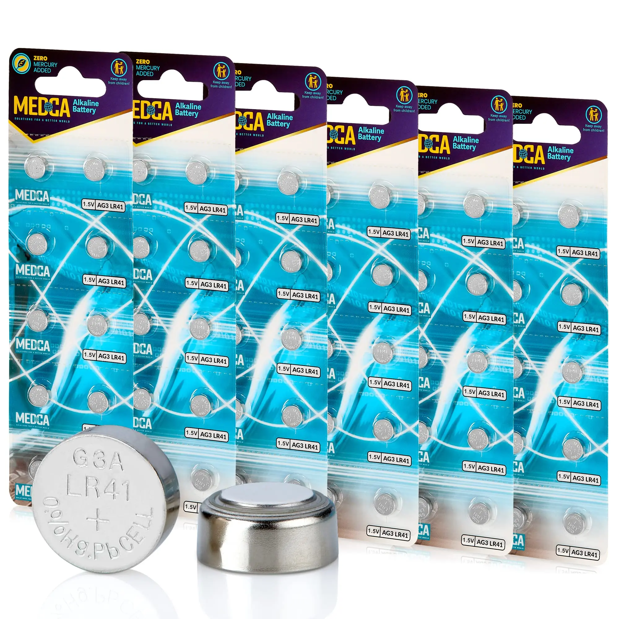 1.5V Alkaline Batteries - LR41, 192, 92A,LR736, and AG3 Battery - Button Coin Cell for Hearing Aids, Amplifiers, Clocks, Toys, Remotes, Calculators, Lasers, Long Lasting Power, Anti Corrosion