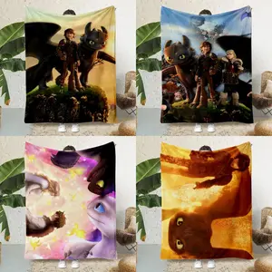 Lovely couple Toothless Fury Dragon Printed Blanket Picnic Blankets Warm Blanket Soft and Skin-friendly Home Travel Birthday Gift