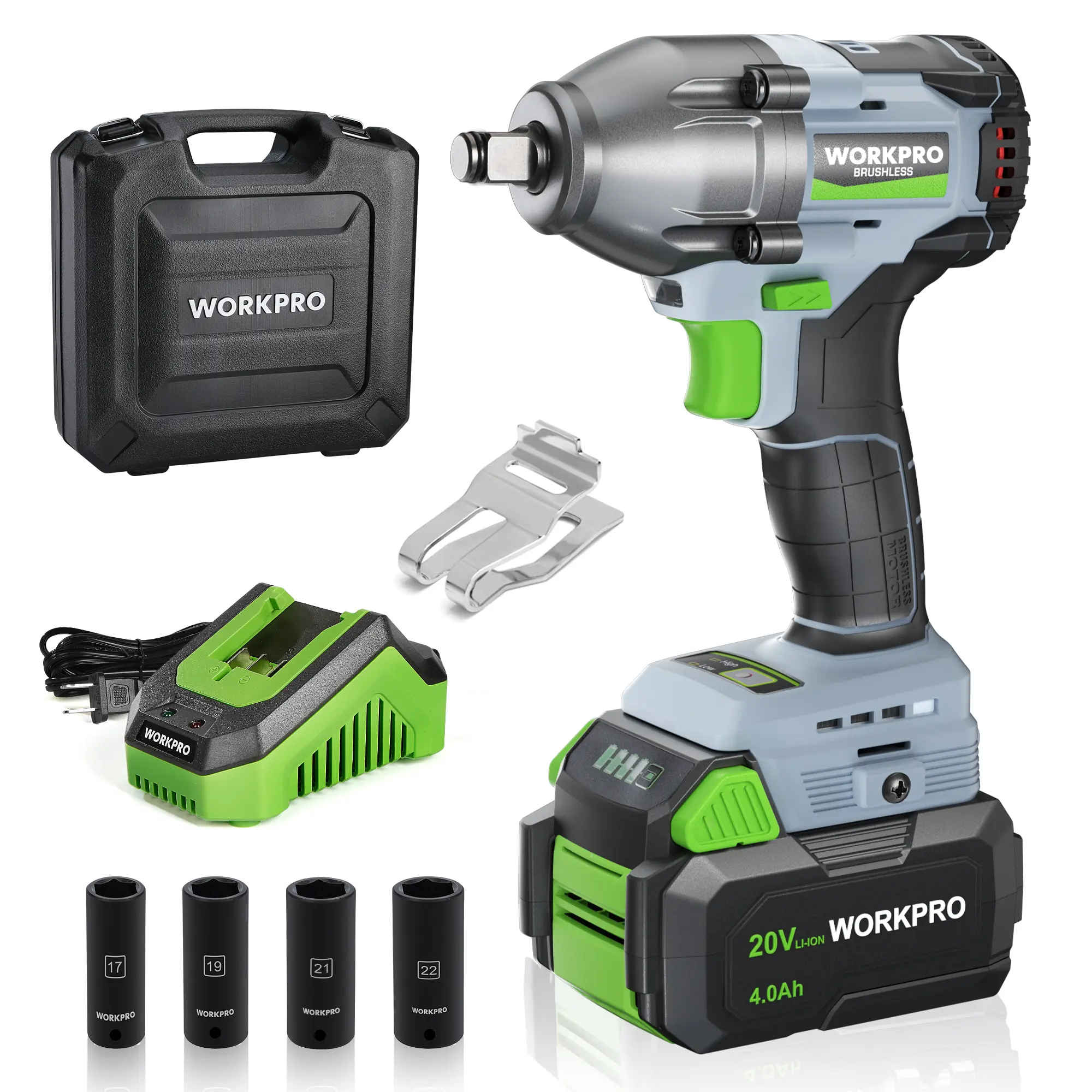 370 ft-lbs，4 Impact Sockets and Storage Case