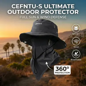 UPF 50+ Wide Brim Bucket Hat for Men & Women, Breathable UV Protection Hat with Chin Strap for Fishing, Hiking Outdoor Activities
