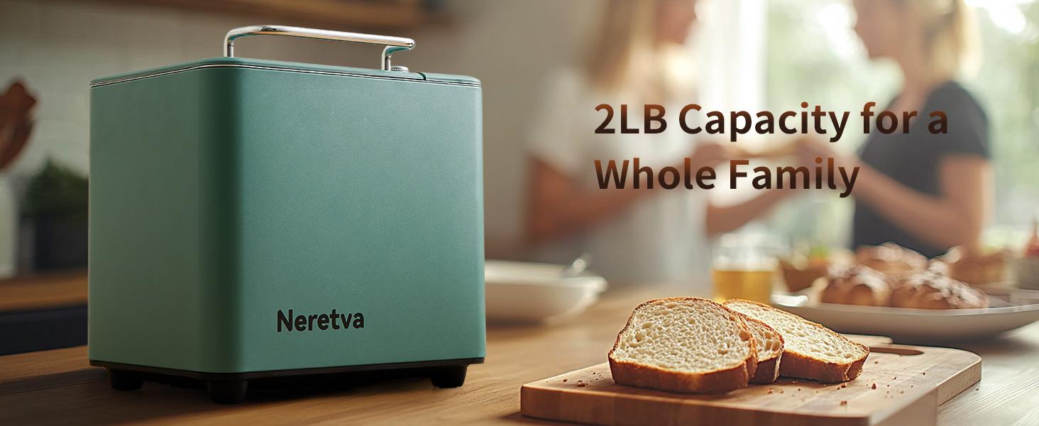 Neretva Bread Maker, 20-IN-1 2LB Bread Machine Dual Heater Bread Maker Machine Automatic with Nonstick Ceramic Pan, 15H Timer & 1H Keep Warm Set, Low Noise, Stainless Steel Breadmaker Recipe
