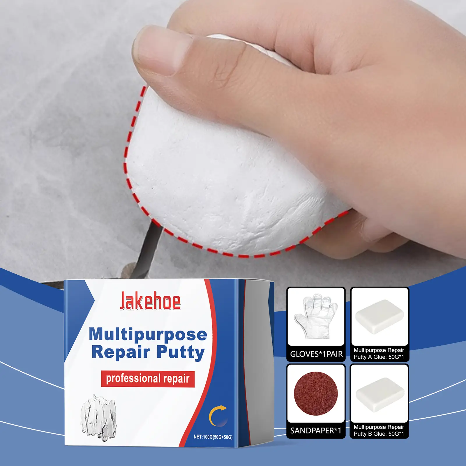 Plastic-Steel Mud Iron Glue High-Strength Waterproof Leak Repair Adhesive Multi-Functional AB Glue for Ceramic Tile Patching & Bonding