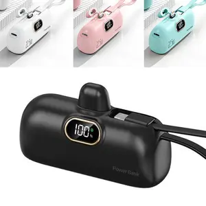 Lightweight Mini Power Bank 5000mAh, Ultra-Compact Portable Battery with Digital Display, Ideal Emergency Charger for Travel, Outdoor & Daily Use