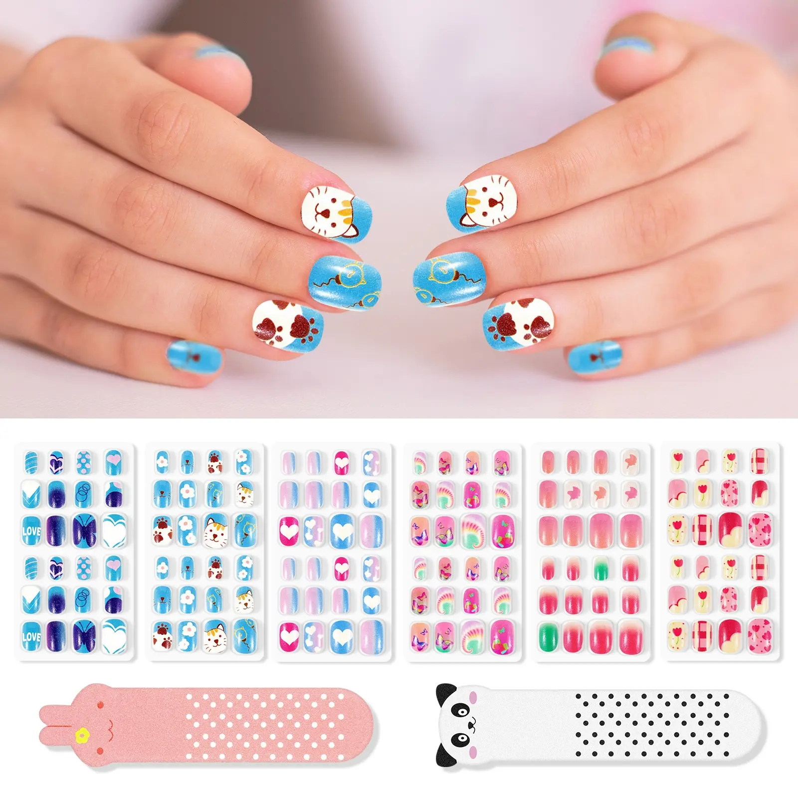 Aliver Nail Wrap, 4 Theme Designs, Colorful and Vivid, Eco-Friendly Material, Safe for Children, Easy Wear and Remove, Multi-Pack