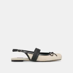 Dolce Vita GRIFAN FLATS NATURAL BLACK LINEN