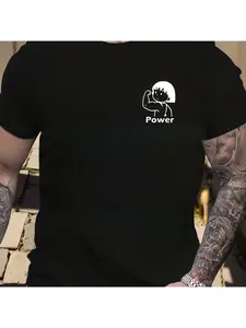 Power|   Japanese-style cartoon power ball couple T-shirt, unisex, loose fit, fitness, pure cotton, short-sleeved, Shin-chan design