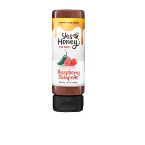 Yes Honey Raspberry Jalapeno Hot Honey 12 oz Bottle Sweet Heat Flavored Naturally From Honey Freeze Dried Raspberries & Jalapeno Peppers Allergy Friendly Sauce Syrup Alternative