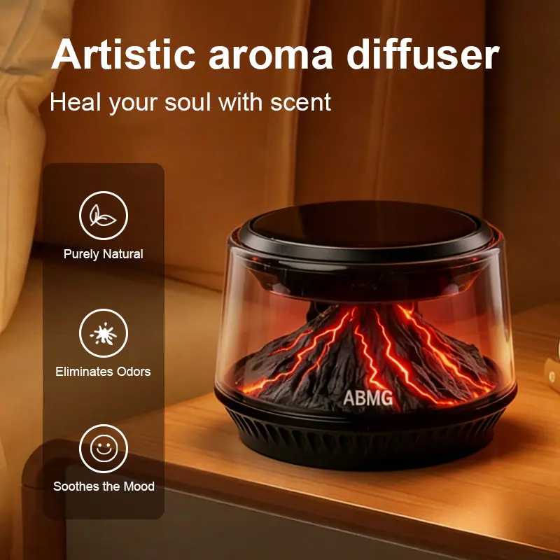 ABMG Smart AI Car Air Freshener, Volcanic & Glacial Design Aroma Diffuser with Auto Start-Stop, Luxury Fragrance for Car Home & Office, Perfect Gift for Car Lovers