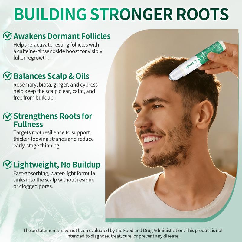 GWODE - doctor-approved Hair Growth Roll-On — Target Thin Edges with 3% Rosemary + Caffeine Complex | Lightweight, Fast-Absorbing Scalp Serum