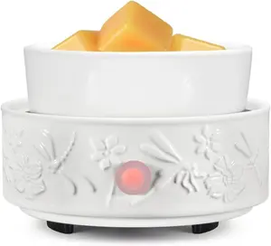 Wax Melt Warmer for Scented Wax Ceramic Wax Warmer Fragrances Candle Oils   Wax Burner True White Electric Candle Warmer as  for Mom Women(Dragonfly)