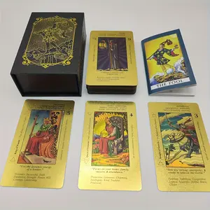 Tarot Cards with Guide Book, Golden Tarot Cards, Rider Waite Tarot Deck, Gold Foil Tarot Cards Deck for Beginners Waterproof and Durable