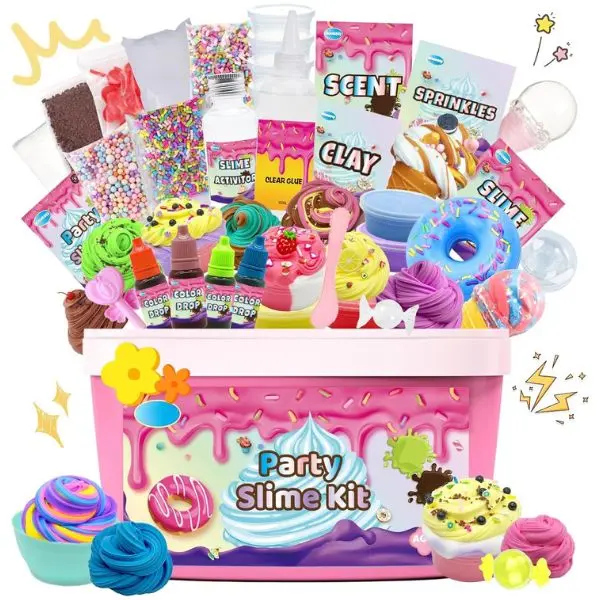 Summer Spring Gift Mini Party Slime Kit for Girls & Boys – DIY slime making set for butter, cloud & foam slime. Fun party favor, stress relief toy, and creative craft kit supplies for kids.