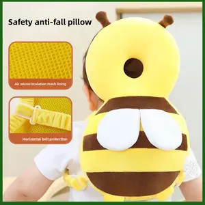 Baby Safety Head Protection Pillow for Toddlers Walking Anti Fall Cushion Breathable Infant Headguard Cute Bee Design