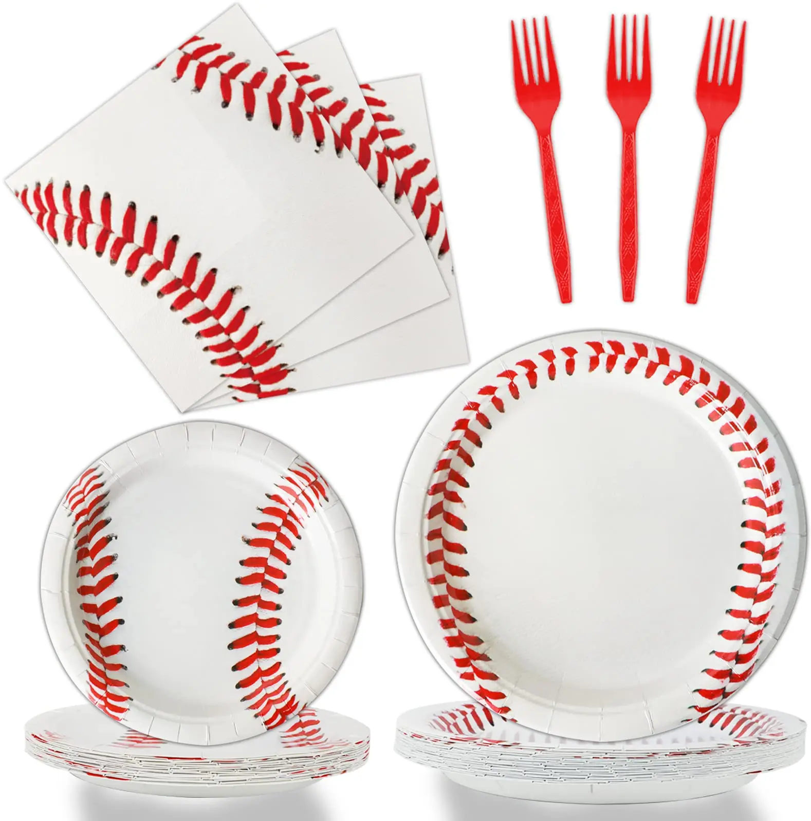 96 Pcs Baseball Party Supplies Set – Includes Paper Plates, Napkins, and Baseball-Themed Decorations, Serves 24