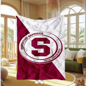 1 blanket with Deportivo Saprissa logo - 230GSM, heavy weight, 70-180cm, large, soft, flannel, bed blanket, all-season comfort and durable polyester bedding for home, office
