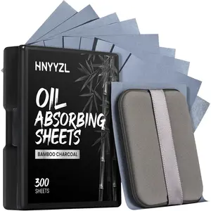 300pcs Face Blotting Papers Oil Blotting Sheets, 1 Portable Box with Mirror & Makeup Puff, Makeup Friendly Shine Blotter for Oily Skin, Oil Face Wipes for Home Office School Travel