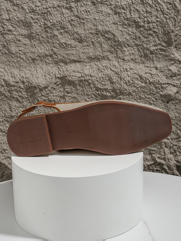 Women's Fashionable Square Toe Flat Shoes, Elegant Comfortable Breathable Slingback Shoes for Daily Wear, Casual Trendy Shoes for Women & Girls, Walking Shoes