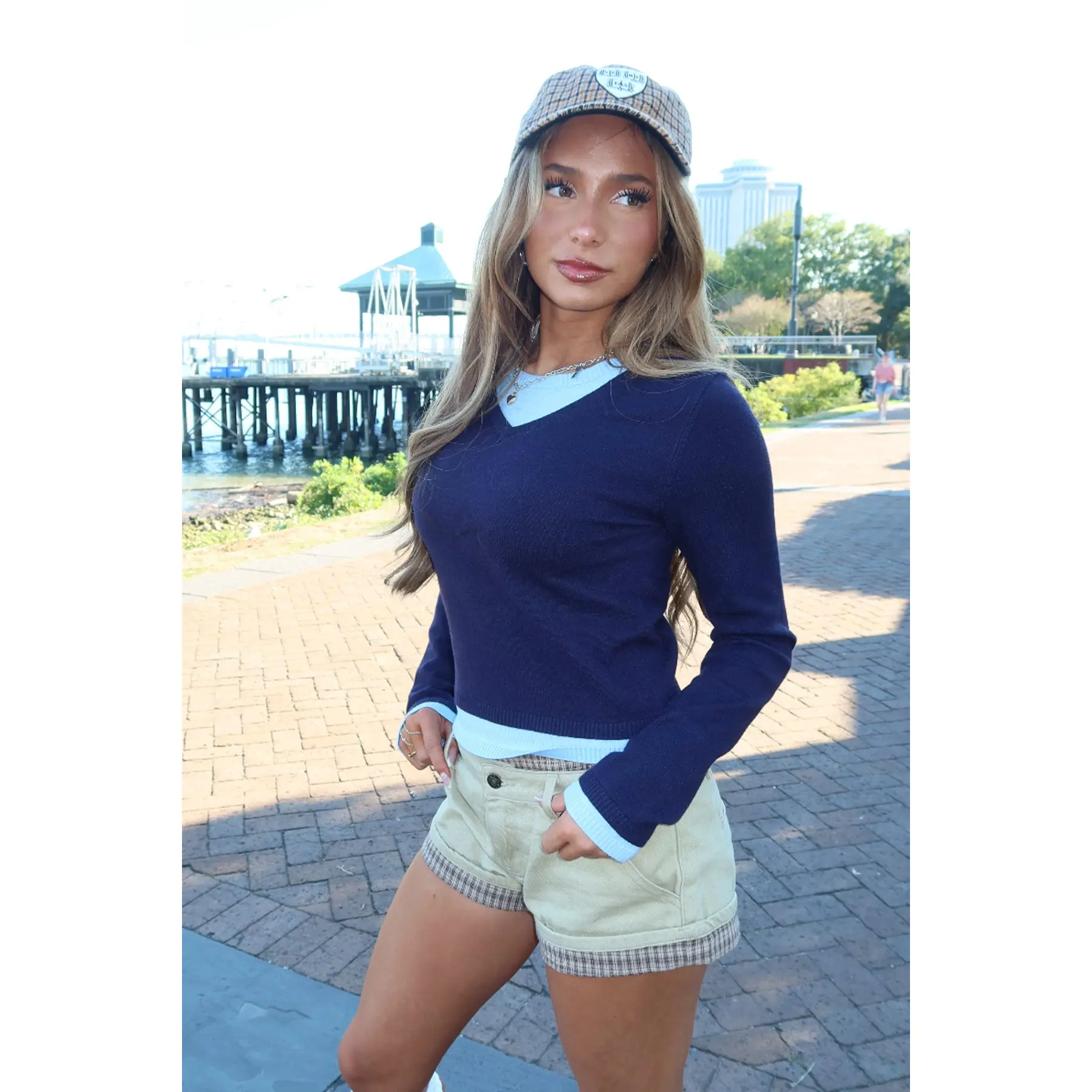 Marthie Layered Knit V Neck Top