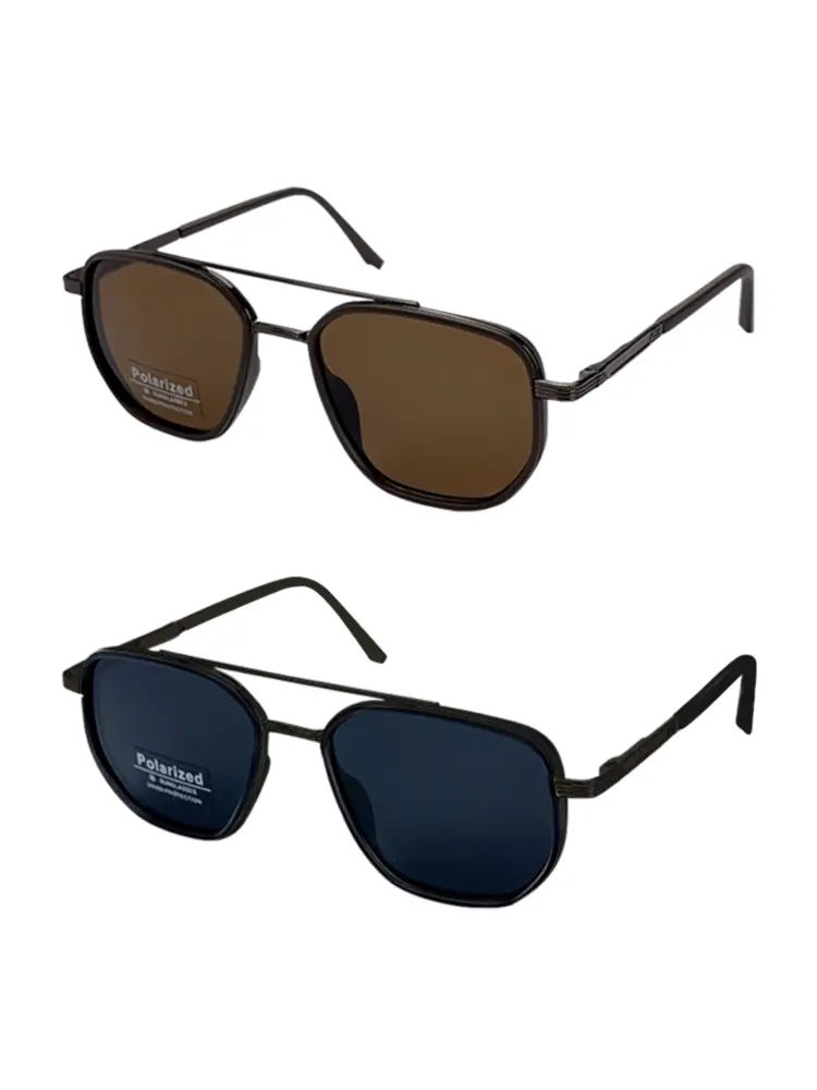 Retro Polygon Aviator Sunglasses for Men Women UV400 Polarized Trendy Square Sun Glasses Stylish Pilot