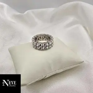 High-End Luxury Sterling Silver 925 Two Row Moissanite Tennis Ring