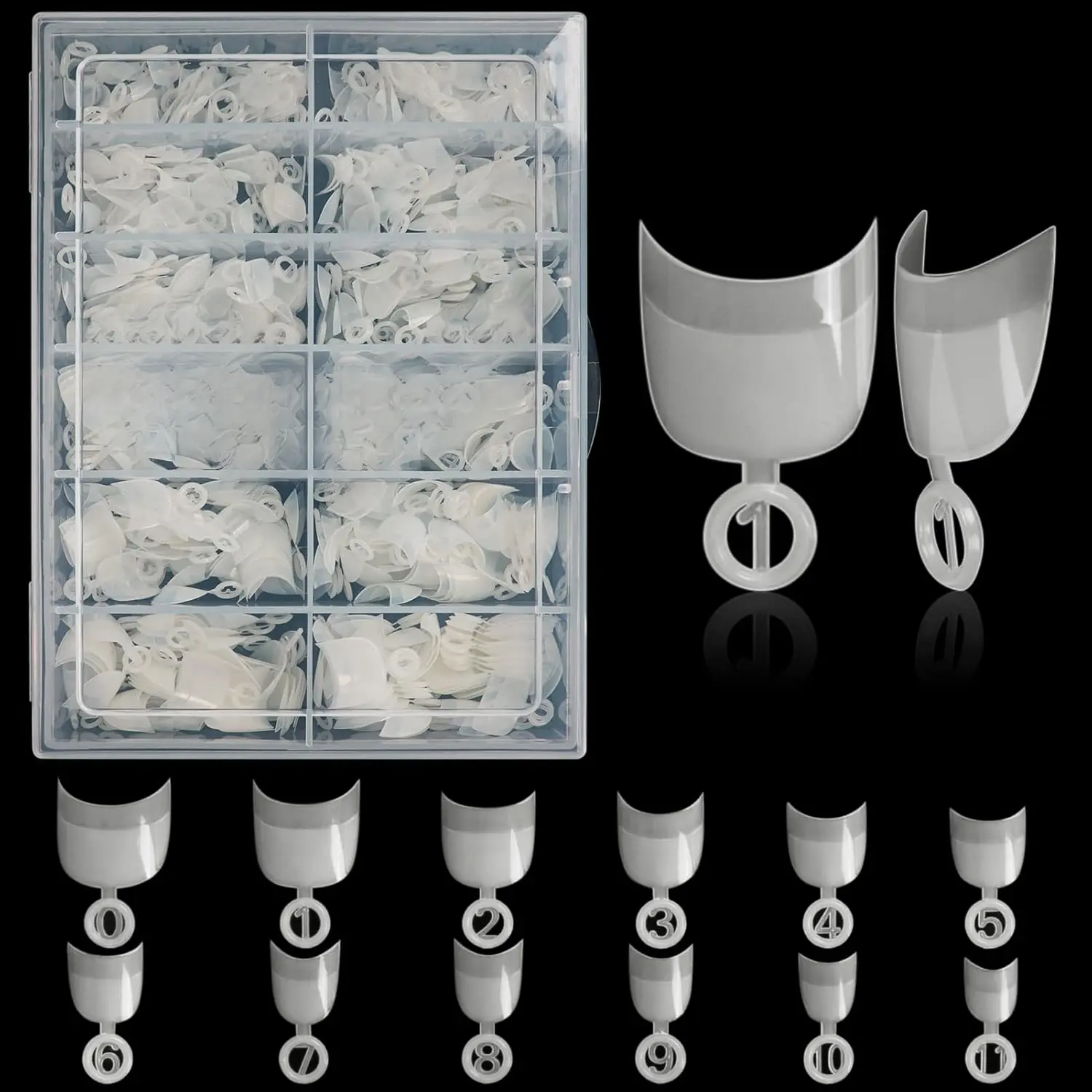 240-600pcs Short Nail Tips- Oval Half Cover False Tips 12 Sizes French Acrylic Nails for DIY Nail Salon