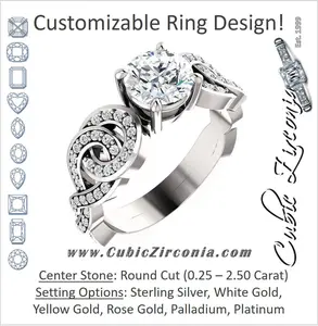 Cubic Zirconia Engagement Ring- The Myra (Customizable Round Cut Split-Band Knots)