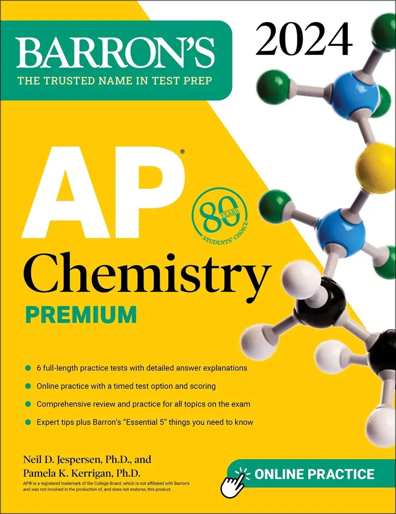 USED Book - AP Chemistry Premium, 2024: 6 Practice Tests + Comprehensive Review + Online Practice by Jespersen, Neil D. (Paperback) - english
