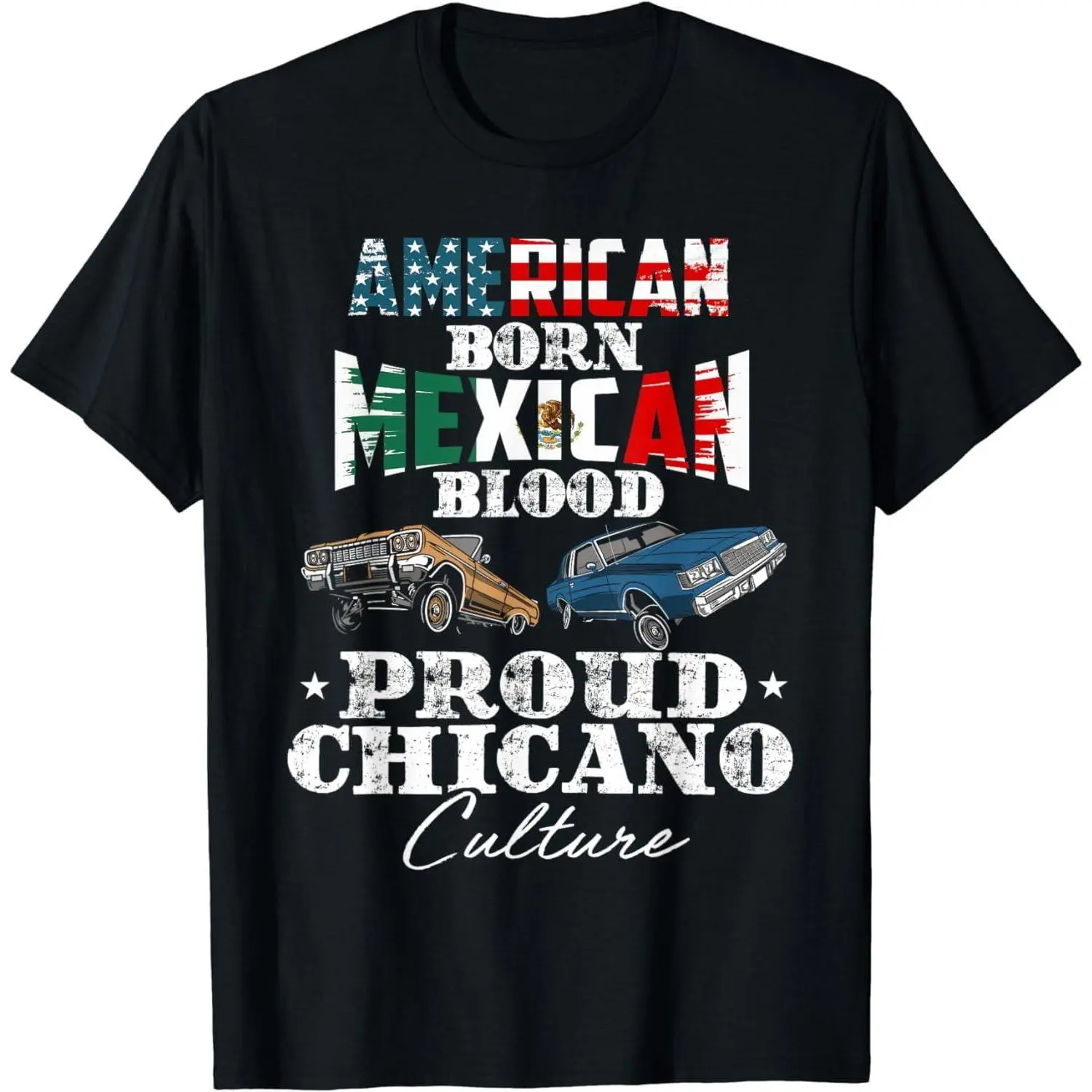 [100% Cotton] Lowrider Chicano Low Mexican American Latina Rider Cholo T-Shirt Casual Crewneck 0705D 818