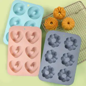 DIY Chocolate Cake Silicone Mold Set Fondant Flower Mold Easy To Fall Off Donut Mold, Cake Mold Non-stick Donut Heart Donut Kitchen Baking Accessories, Baking Supplies Tin