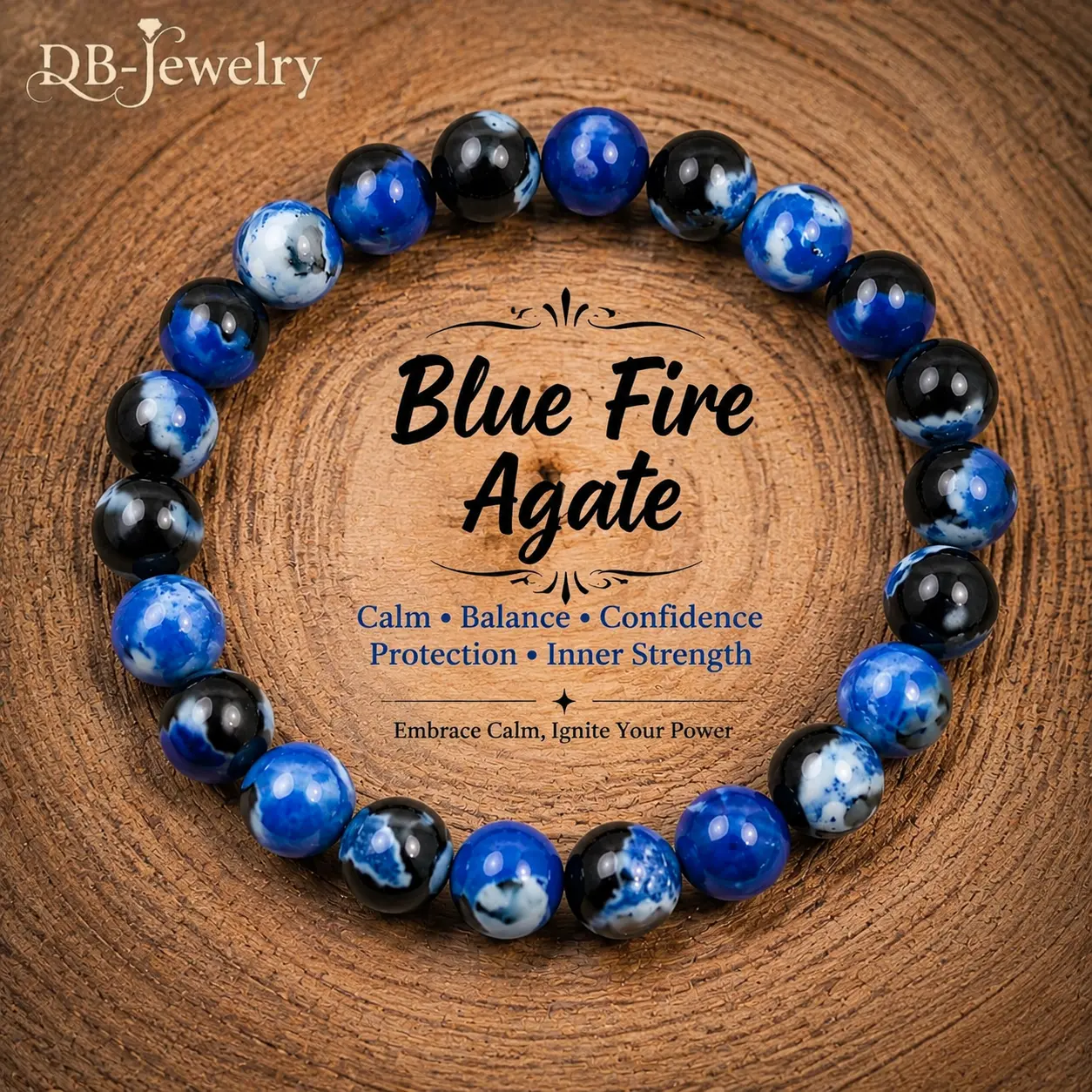 Blue Fire Agate Bracelet - Grounding, Confidence-Boosting Piece for Clarity, Focus, Protection, Memory, Blocking Negative Energy, Student Gift for Daily Wear, Meditation, Block Negative Energy Bracelet, Confidence Bracelet