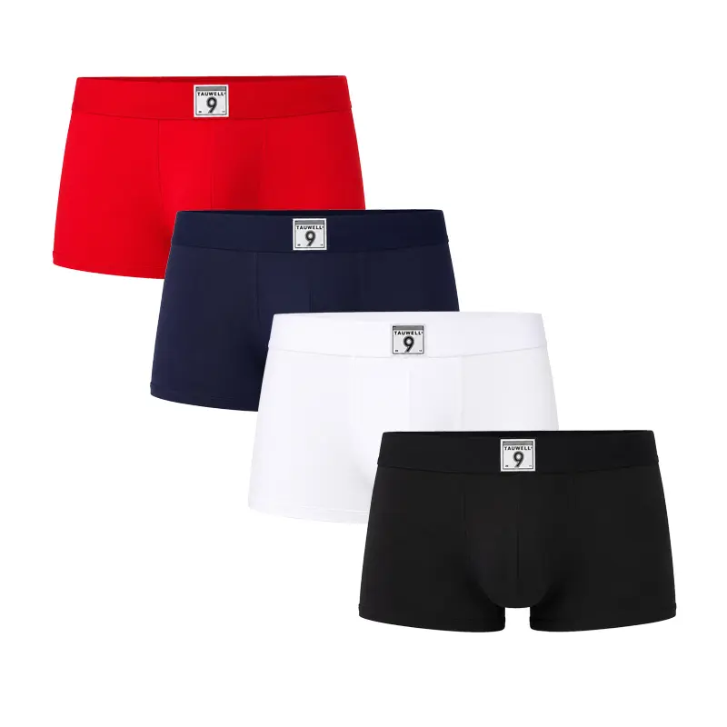 TAUWELL Men's Low Rise Boxer Briefs 4 Pack Cotton Blend Stretch Trunks Breathable Solid Color Underwear-22201 Casual Classic