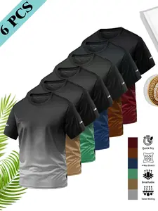 Men's Gradient Color Sports Short Sleeve T-Shirt with Print, Casual Comfortable Fitted Top for Climbing Running Gym Workouts, Summer Thin Skin-Friendly Wear Quick Dry Activewear Sportswear Fitness Shirt