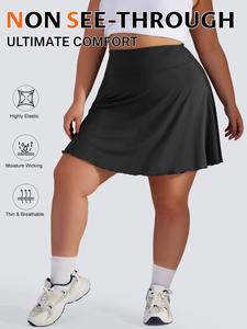 【plus size】 solid high waist skort, regular fit casual comfort minimalist basic pocket a line skirt for daily wear, women's bottoms for summer, 2 in 1 skirtswomen, clothing, high waisted skorts, athletic skort, tennis skort, sports skort