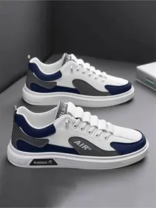 Men's Thick Breathable Sports Shoes, Multifunctional Casual Outdoor Sneakers, Laced Flat Skateboard Shoes, Durable Running Shoes