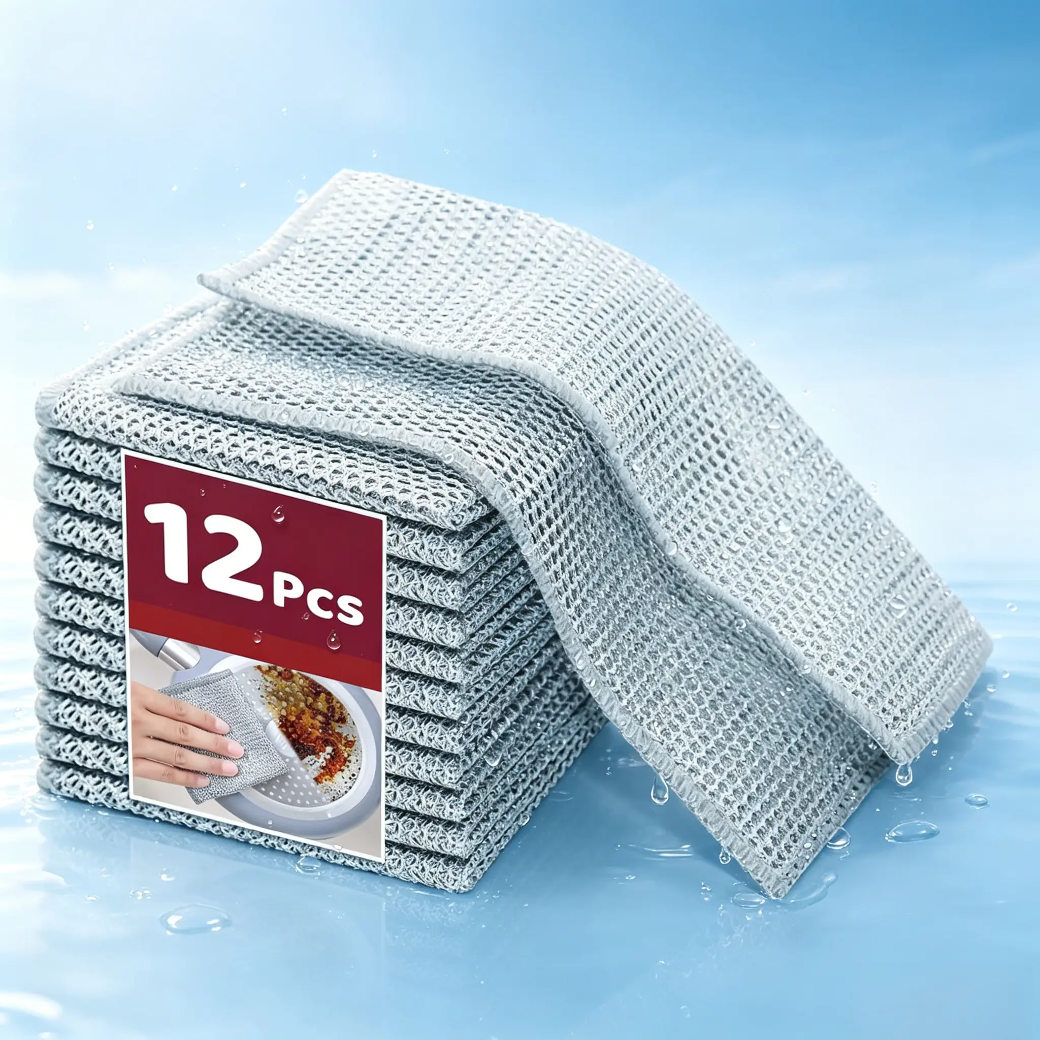 Reusable Wire Cleaning Cloths 12 Counts Wire Dishwashing Rags, Multipurpose Non-Scratch Wire Dishcloths for Wet and Dry Use,  for Kitchen, Cookware, Sinks, Dishes, Stove Tops Cleaning Towel